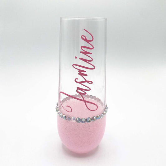 Rhinestone glitter stemless glass