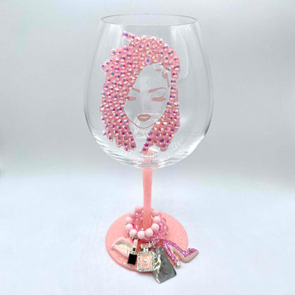 Loc Lady Rhinestone Wine Glass