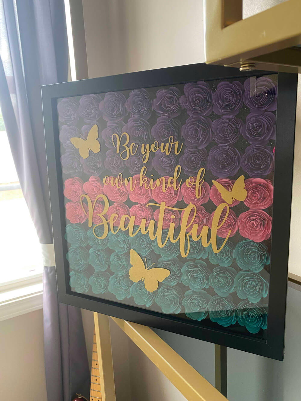 Flower box with message in gold